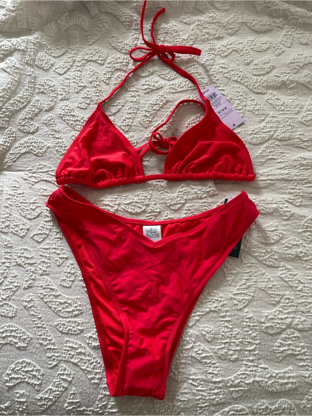 NWT wild fable red string bikini summer medium top large bottom